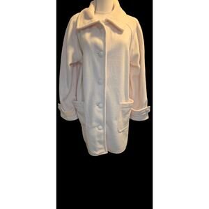 CXT Classics Women’s Fleece Button Front Jacket Cream Ivory Size L